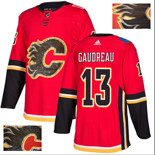 Adidas Flames #13 Johnny Gaudreau Red Home Authentic Fashion Gold Stitched NHL Jersey